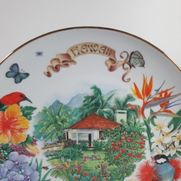 Vintage Hawaiian Garden Plate Gardens Of Beauty By Dot Barlowe RECO 1989 9.25 - Picture 6 of 8